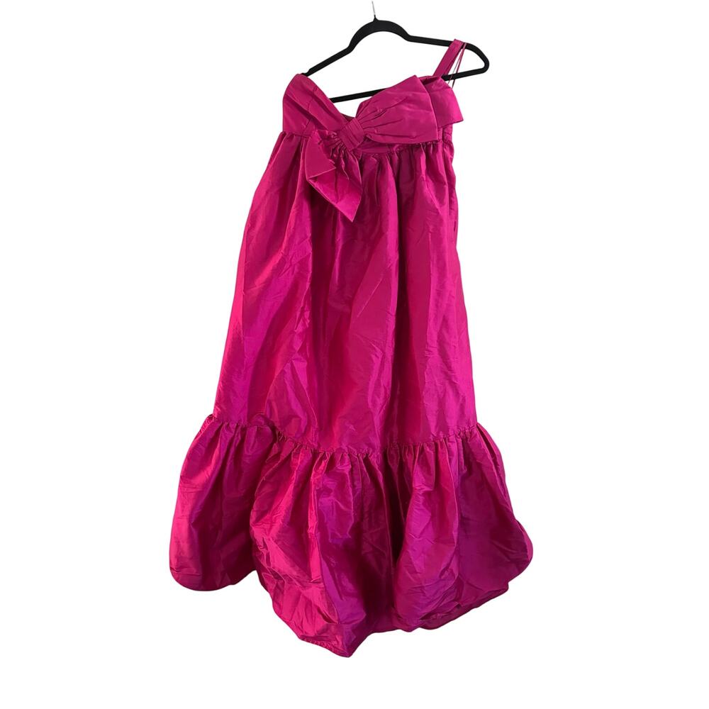 Anthropologie x Atsu Sally Bow Fuchsia Taffeta One Shoulder Midi Dress NWT XS - Picture 3 of 5